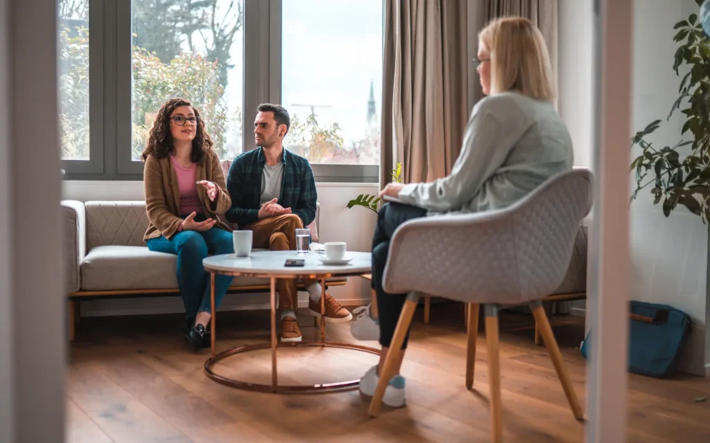 A white couple during a couples therapy session