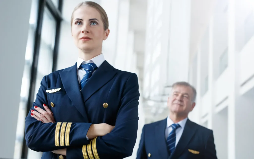 Two pilots in a heroic post, representing how your therapist is your co-pilot not your flight instructor