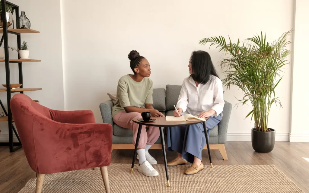 Safe-individual-therapy-in-LA A woman attending individual therapy in Los Angeles, representing the potential necessary outcome for those in a relationship with a narcissist