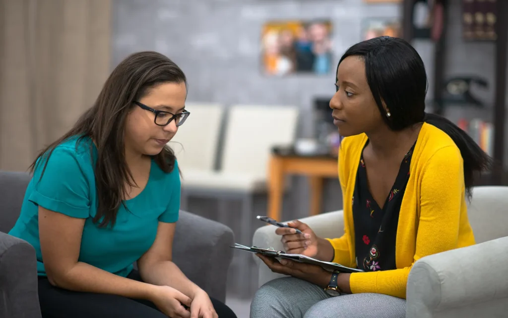 A woman in individual therapy in GGPA's LA office