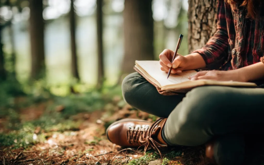 Therapy-in-Los-Angeles-for-men A man journaling outdoors, representing the outcome for men seeking therapy in Los Angeles