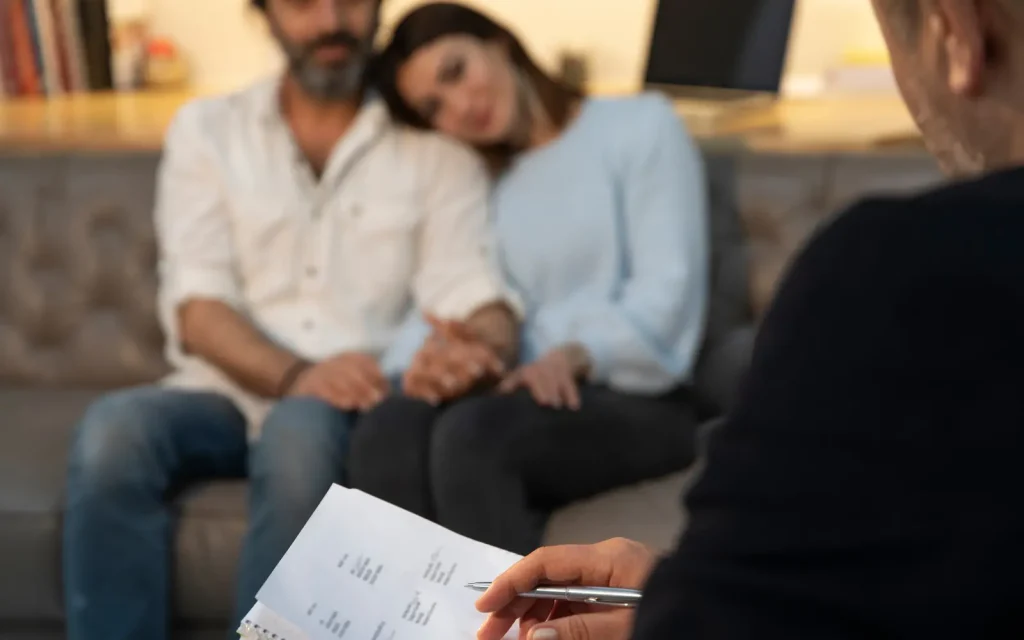 A couple in couples counseling for ADHD