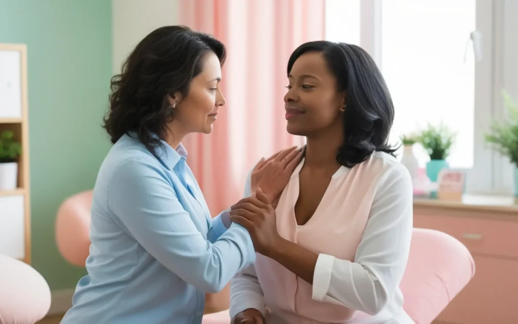 Accountability-buddies-in-new-year-mental-health A supportive person encouraging their friend