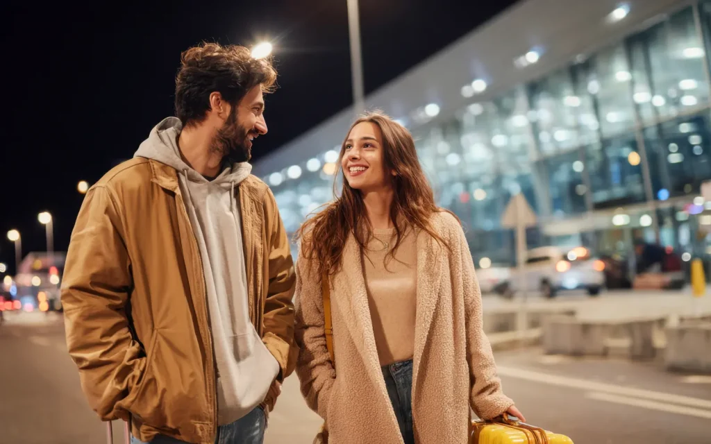 Couple-goal-setting-therapy A couple walking along a street at night, representing the importance of couple goal setting in successful therapy