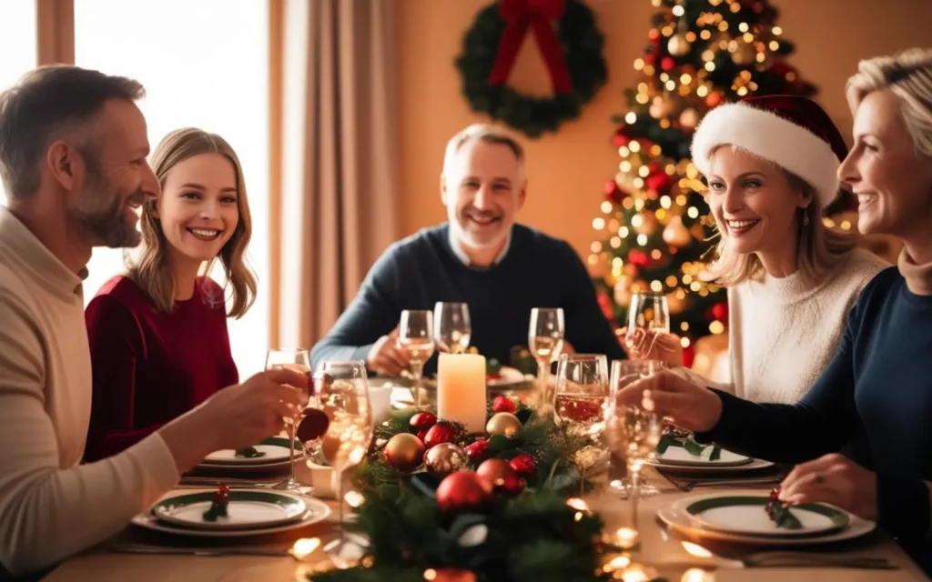 Setting-boundaries-LA-therapy A family at Christmas dinner, representing the importance of setting boundaries and how LA therapy can help